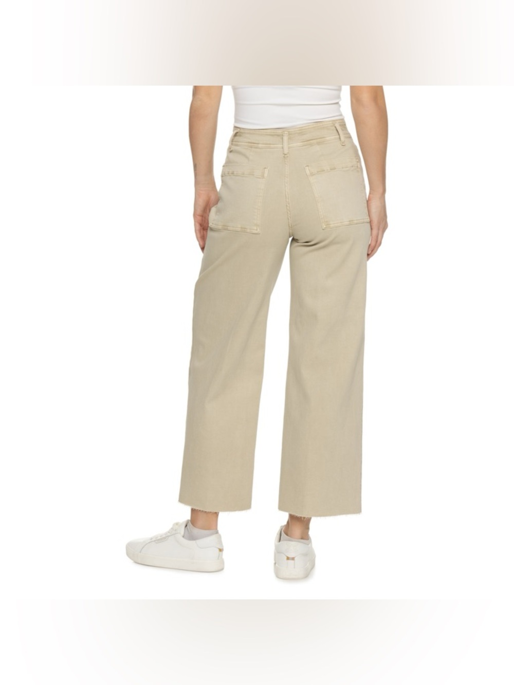 OAT New York Wide Leg Pants Cream High Rise Raw Hem Casual Womens 4/27